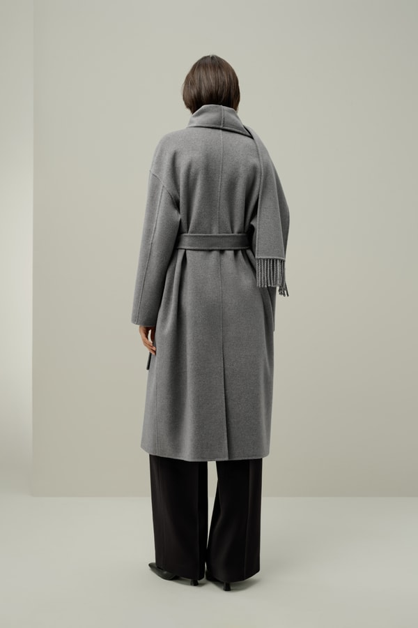 Lilysilk Scarf-Collar Wool Blend Coat