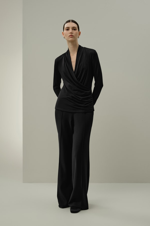 lilysilk Silk Breeze Jersey Stretch Wrap Top