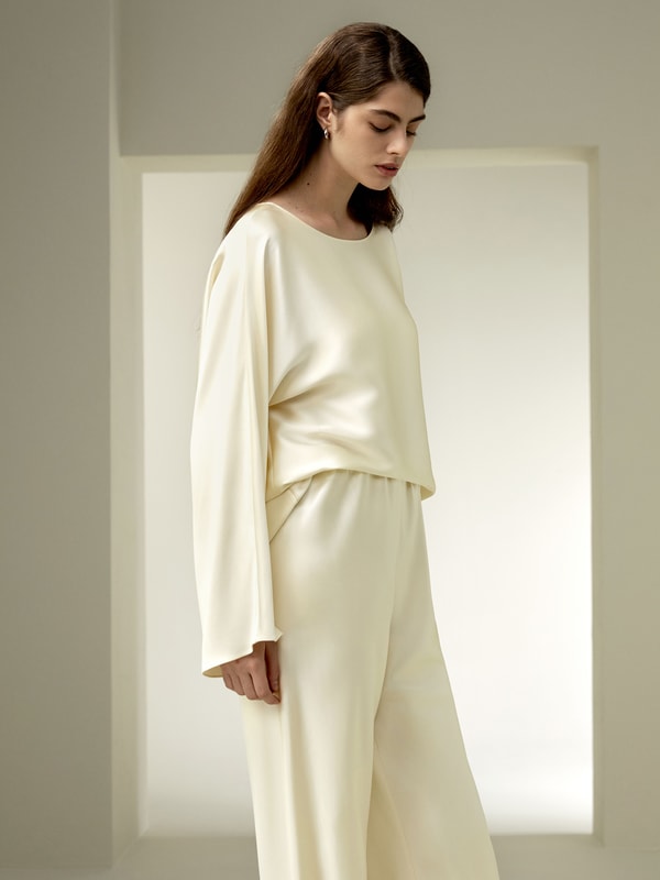 Lilysilk Silk Charmeuse Crewneck Blouse