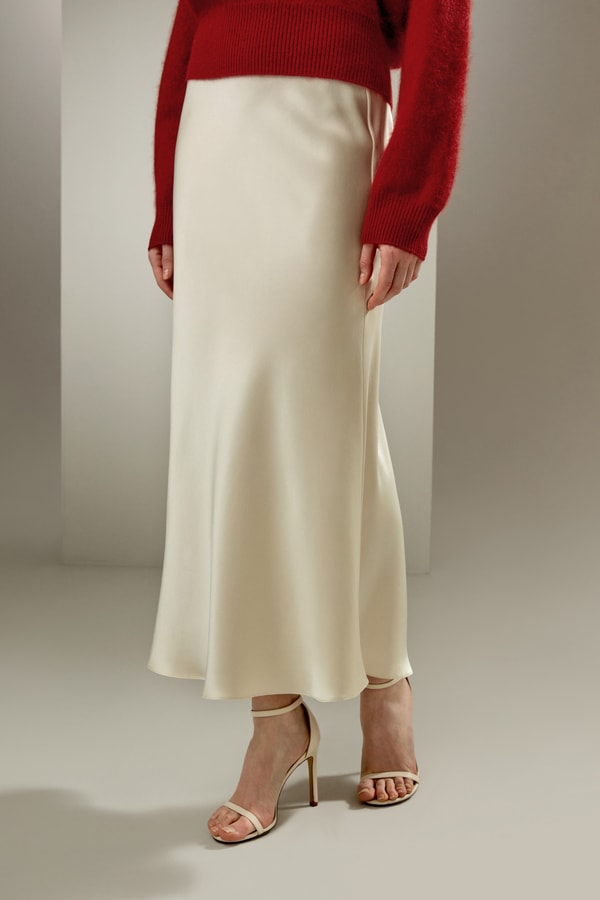 Lilysilk Silk Maxi Skirt With Flare Hem