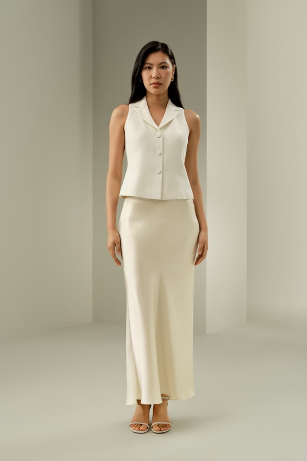 lilysilk Silk Maxi Skirt with Flare Hem