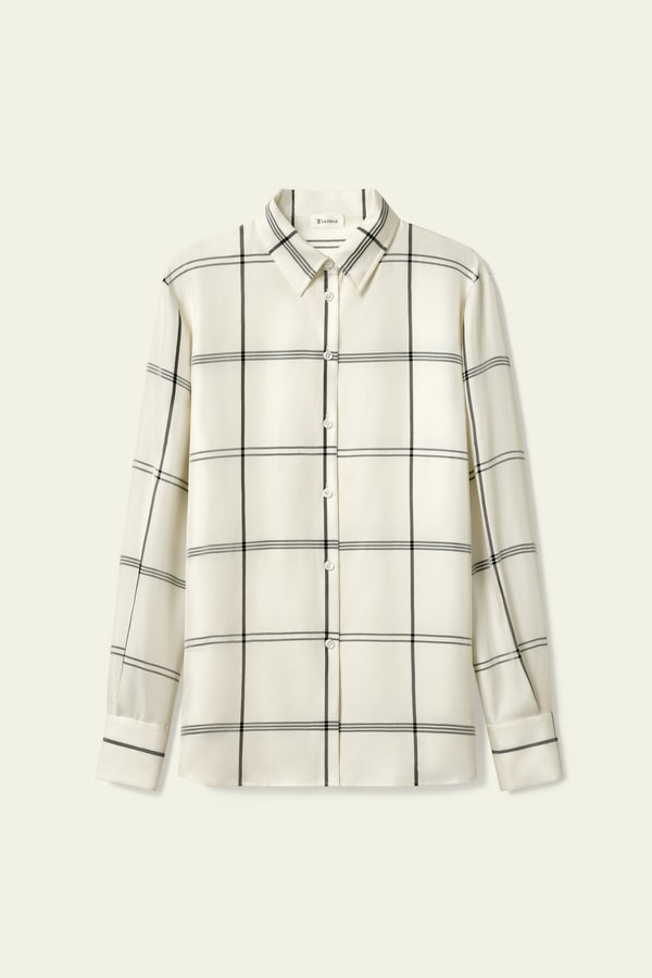 Lilysilk Silk Twill Windowpane Shirt