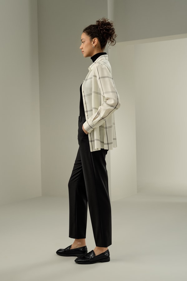Lilysilk Silk Twill Windowpane Shirt