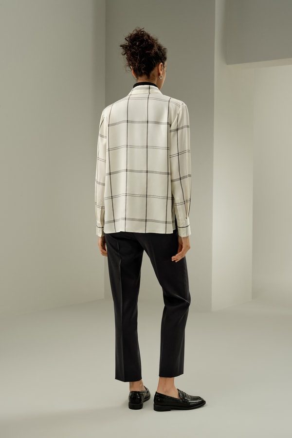 Lilysilk Silk Twill Windowpane Shirt