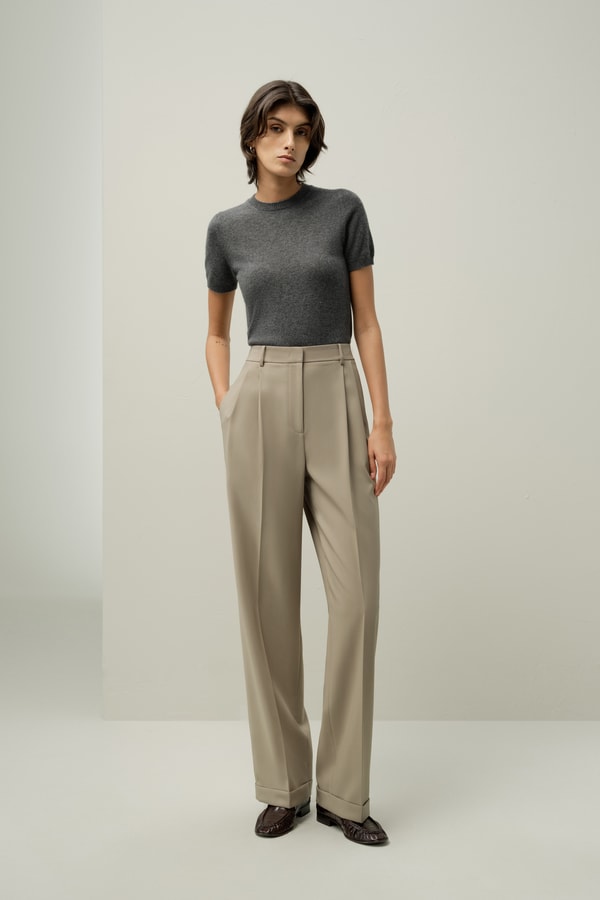 lilysilk Silk-Wool Straight-Leg Versatil Pants