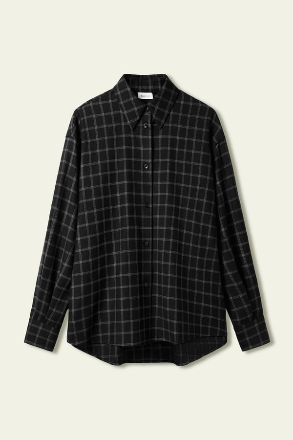 Lilysilk Silk-wool Windowpane Pattern Shirt