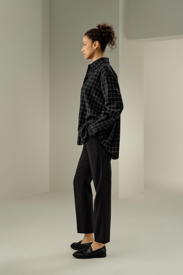 Lilysilk Silk-wool Windowpane Pattern Shirt