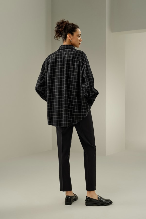 Lilysilk Silk-wool Windowpane Pattern Shirt