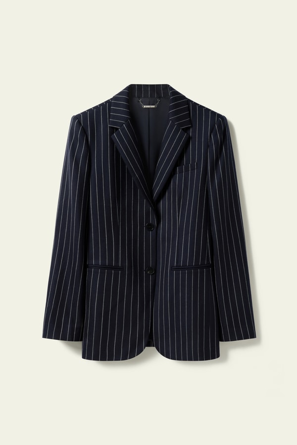 Lilysilk Single Breasted Striped Suit Jacket
