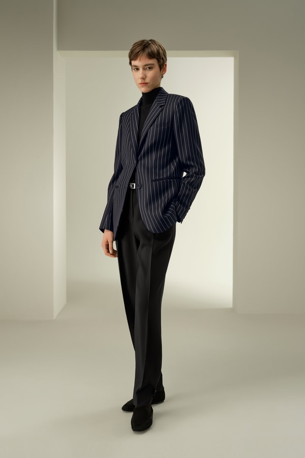 Lilysilk Single Breasted Striped Suit Jacket