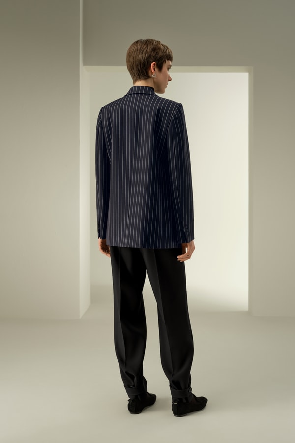 Lilysilk Single Breasted Striped Suit Jacket