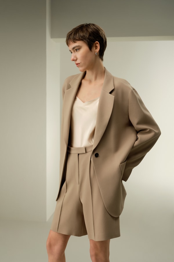 Lilysilk Single-Button Silk-Wool Blend Blazer