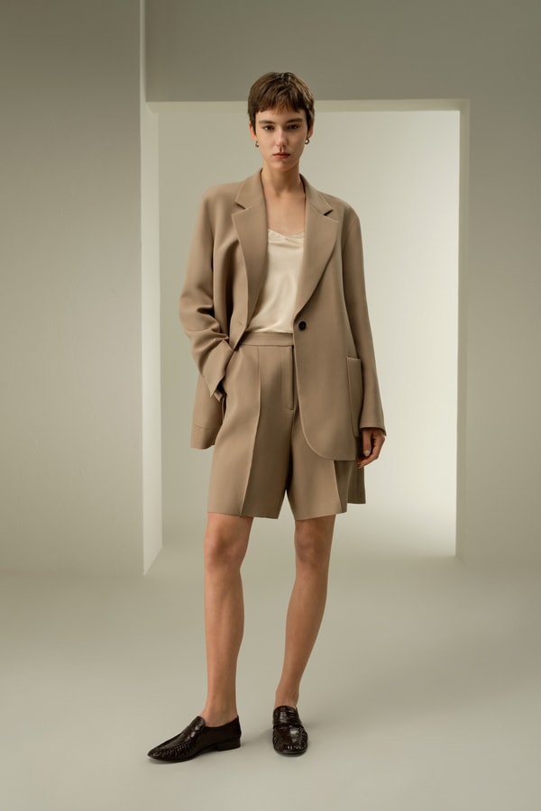 lilysilk Single-Button Silk-Wool Blend Blazer