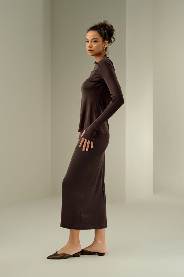 Lilysilk Slim Fitted Silk Jersey Long Sleeve Top