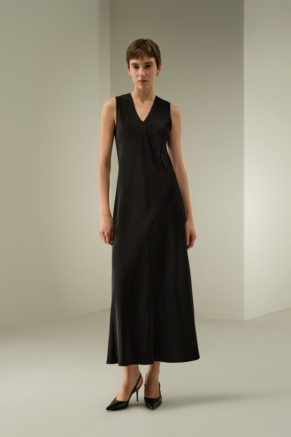 lilysilk V-Neck Silk Long Dress