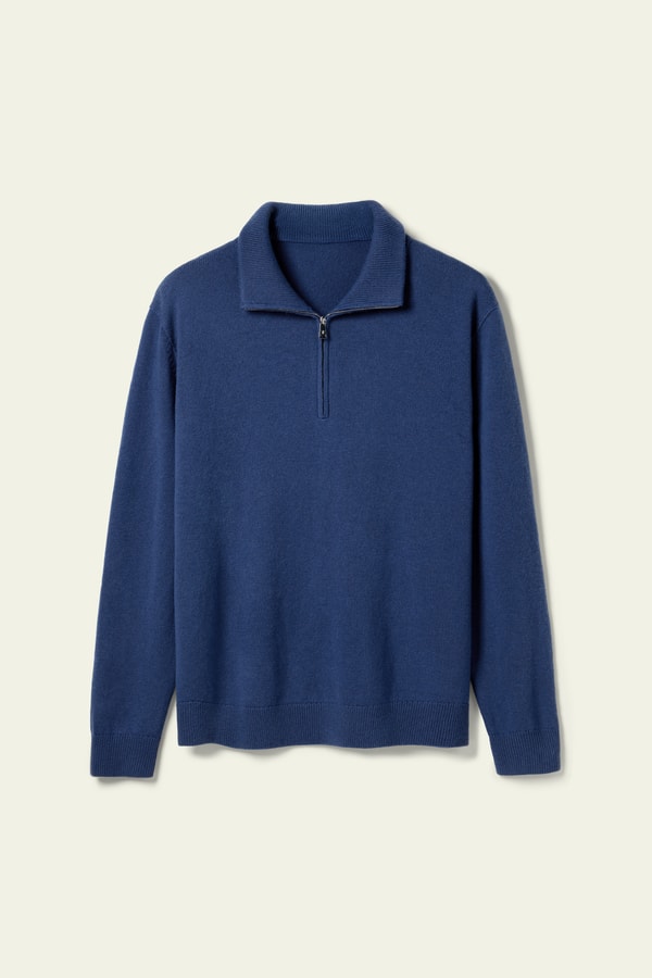 Lilysilk Wool Blend Stand Collar Zip-Up Sweater