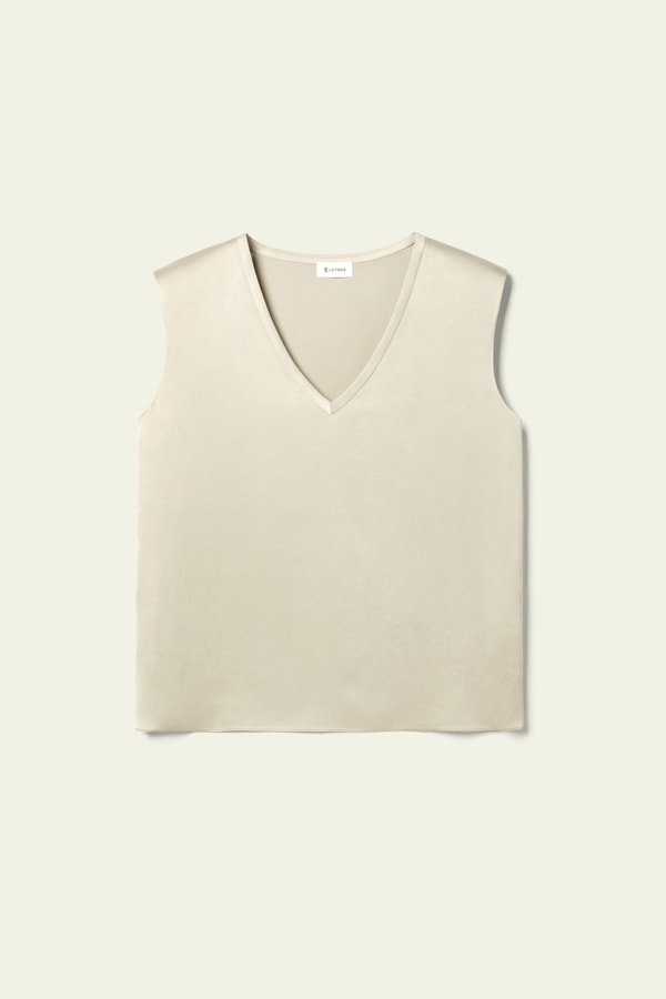 Lilysilk LILYSILK X Melissa Murrell Silk Suede Sleeveless V Neck Top