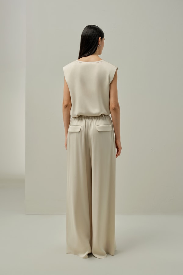 Lilysilk LILYSILK X Melissa Murrell Silk Suede Sleeveless V Neck Top