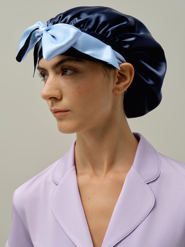 Lilysilk Reversible Silk Sleep Cap With Adjustable Ribbons