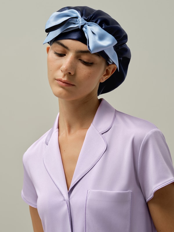 Lilysilk Reversible Silk Sleep Cap With Adjustable Ribbons