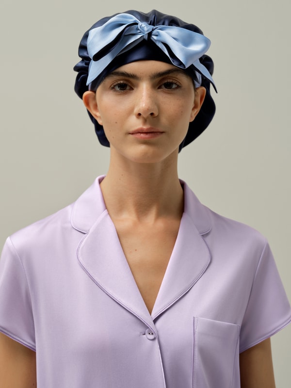 lilysilk Reversible Silk Sleep Cap with Adjustable Ribbons