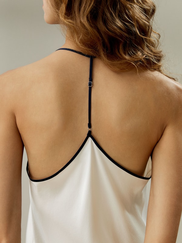 Lilysilk Silk Suede Contrast Piping Camisole Pajama Set
