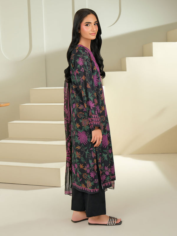 Limelight 2 Piece Cambric Suit-Printed (Unstitched) Black