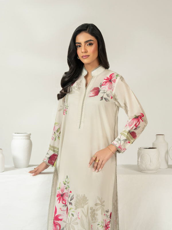 Limelight 2 Piece Cambric Suit-Printed (Unstitched) Off White