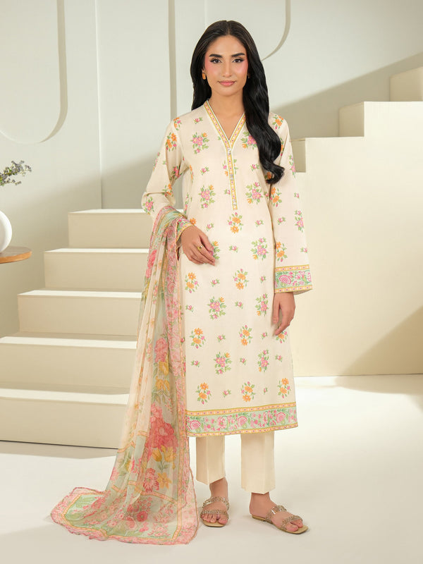 Limelight 2 Piece Cambric Suit-Printed (Unstitched) Off White