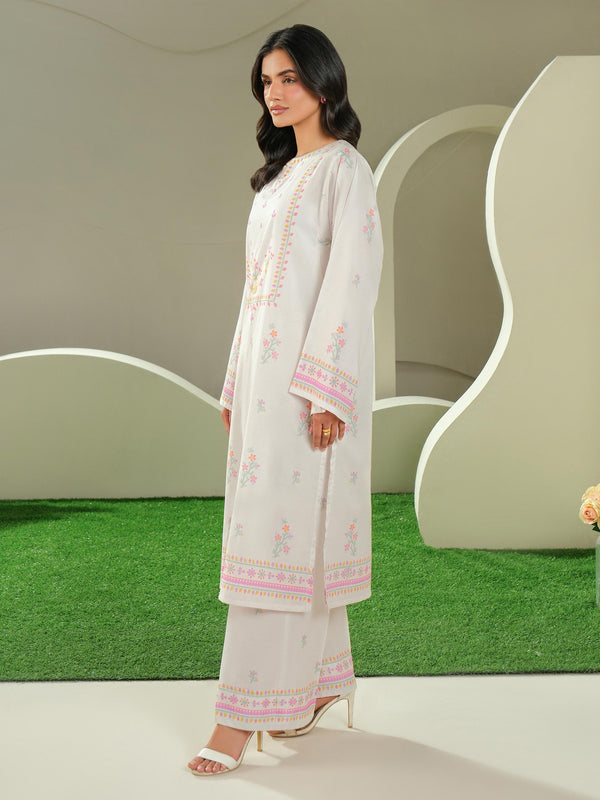 Limelight 2 Piece Cambric Suit-Printed (Unstitched) Off White