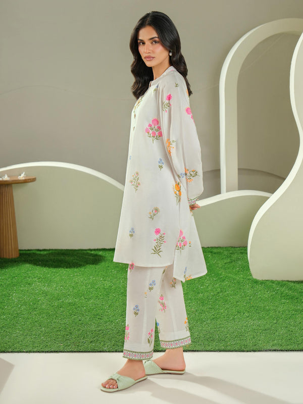 Limelight 2 Piece Cambric Suit-Printed (Unstitched) Off White