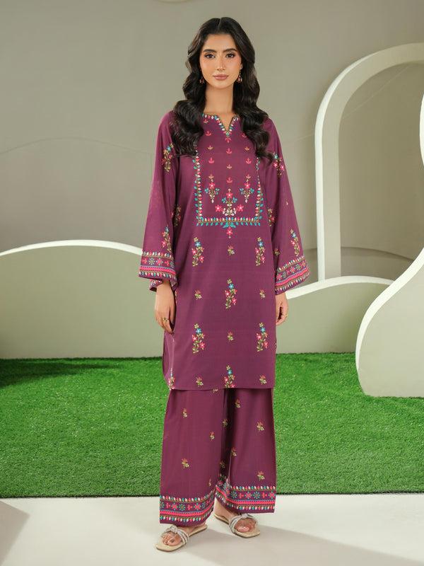 Limelight 2 Piece Cambric Suit-Printed (Unstitched) Plum