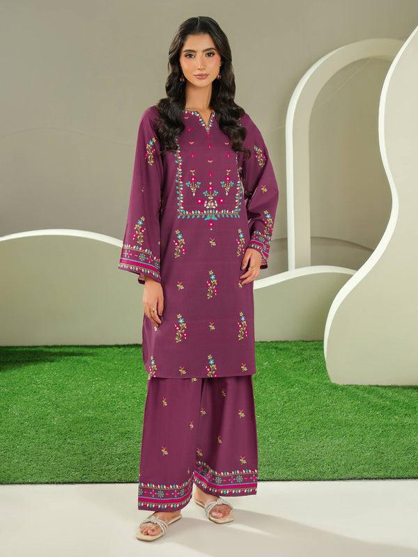 limelight 2 Piece Cambric Suit-Printed (Unstitched) Plum