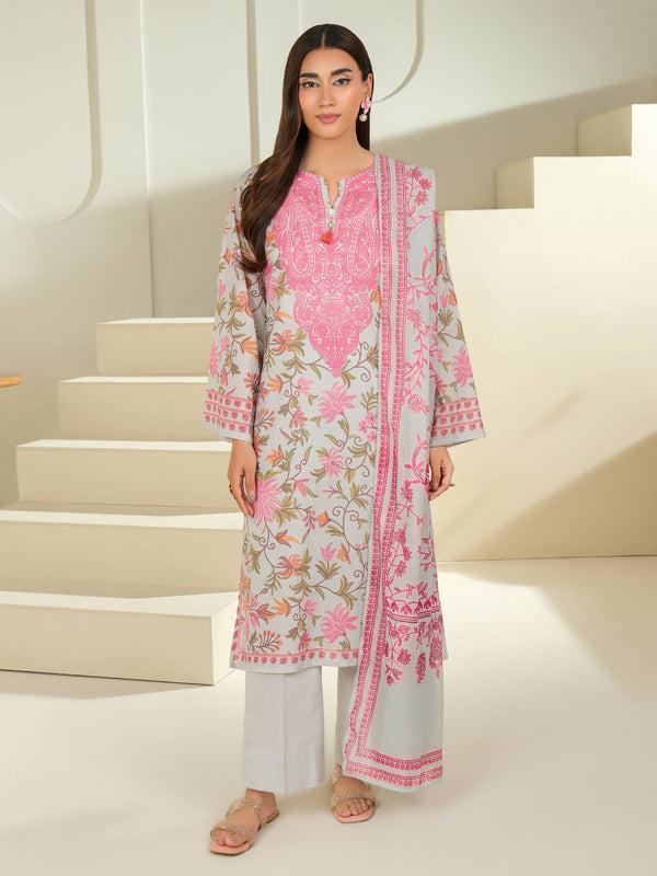 limelight 2 Piece Cambric Suit-Printed (Unstitched) White