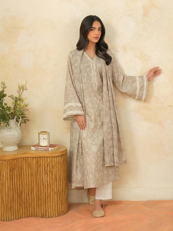 limelight 2 Piece Khaddar Suit-Printed (Unstitched) Beige