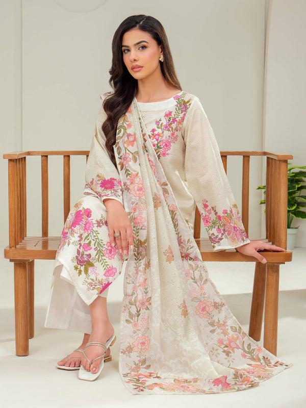 Limelight 2 Piece Lawn Suit-Printed (Unstitched) Beige