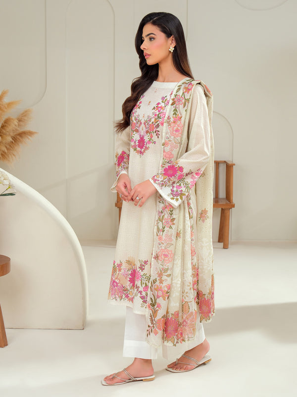 Limelight 2 Piece Lawn Suit-Printed (Unstitched) Beige