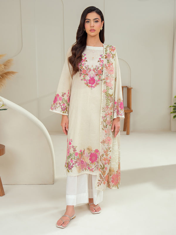 limelight 2 Piece Lawn Suit-Printed (Unstitched) Beige