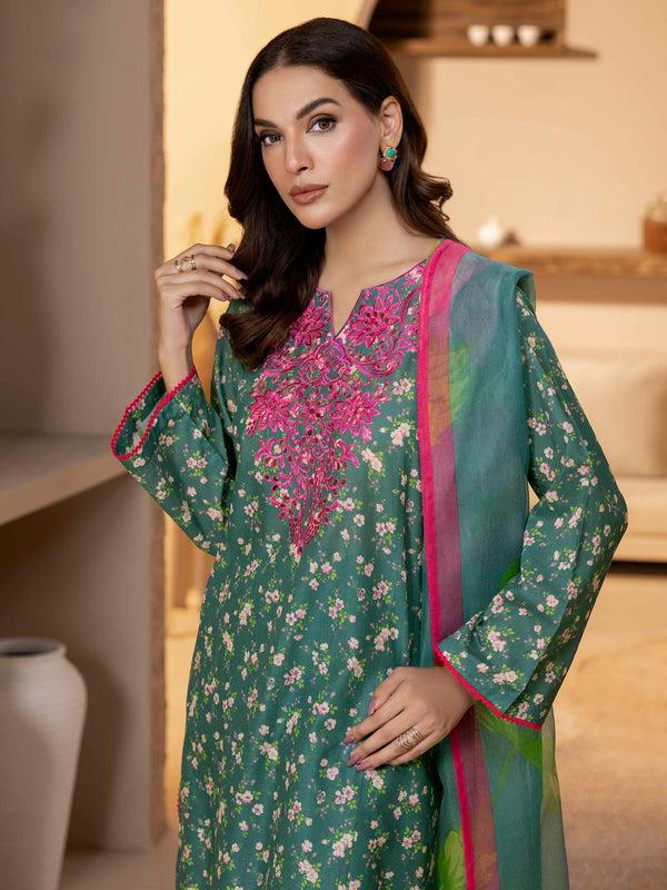 Limelight 3 Piece Cambric Suit-Embroidered (Unstitched)