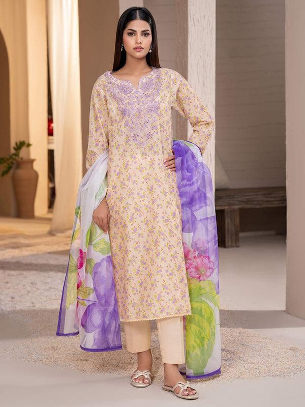 Limelight 3 Piece Cambric Suit-Embroidered (Unstitched)