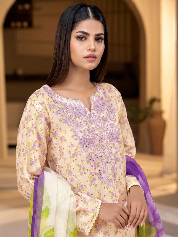 Limelight 3 Piece Cambric Suit-Embroidered (Unstitched)