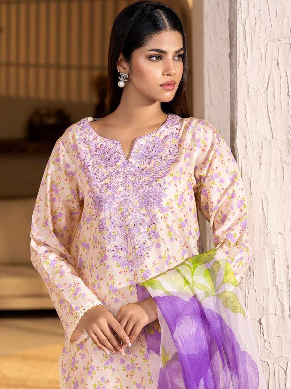 Limelight 3 Piece Cambric Suit-Embroidered (Unstitched)