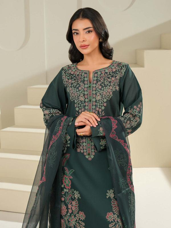 Limelight 3 Piece Cambric Suit-Paste Print (Unstitched) Green