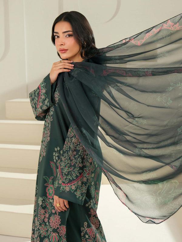 Limelight 3 Piece Cambric Suit-Paste Print (Unstitched) Green