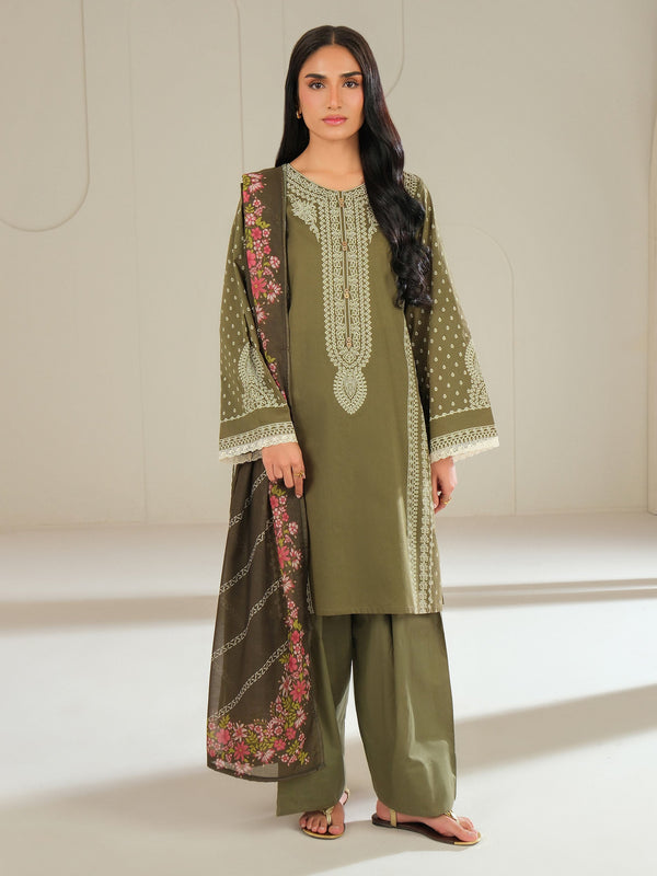 limelight 3 Piece Cambric Suit-Paste Print (Unstitched) Green