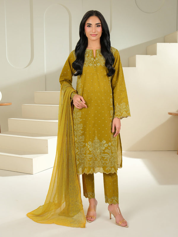 Limelight 3 Piece Cambric Suit-Paste Print (Unstitched) Olive