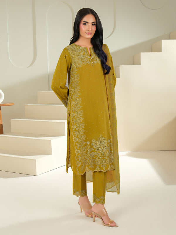 Limelight 3 Piece Cambric Suit-Paste Print (Unstitched) Olive