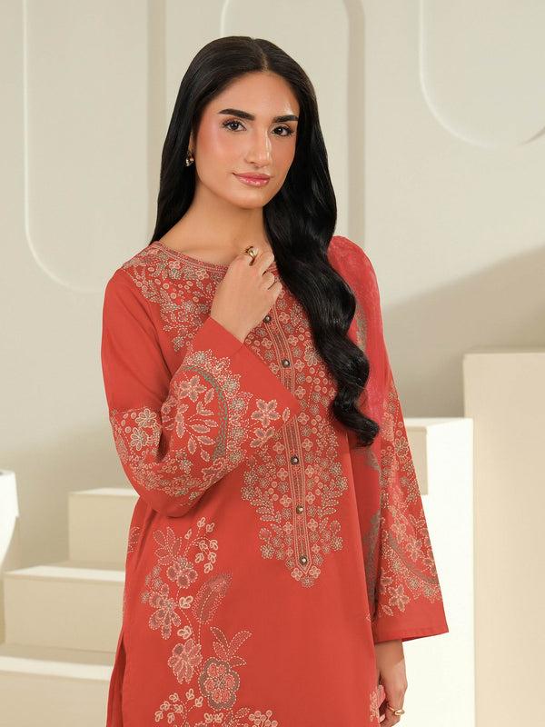 Limelight 3 Piece Cambric Suit-Paste Print (Unstitched) Orange