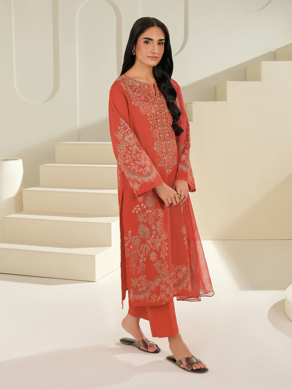 Limelight 3 Piece Cambric Suit-Paste Print (Unstitched) Orange