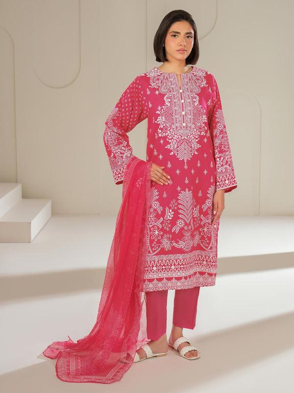 limelight 3 Piece Cambric Suit-Paste Print (Unstitched) Pink